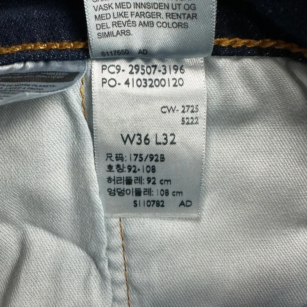 Levis 502 Taper Jeans Mens 36x32 Dark Indigo Blue Stretch Denim NEW 295073196